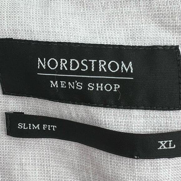 Nordstrom Men’s Linen Shirt men XL Slim fit 100% Linen Light lavender Color - Picture 7 of 7